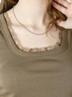 Solada Top donna in cotone con pizzo - marrone