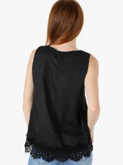 Solada Top donna in cotone con pizzo sul finale - nero