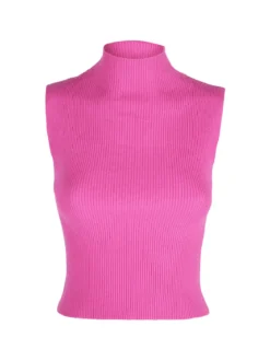 Solada Top donna in maglia a costine con collo a lupetto