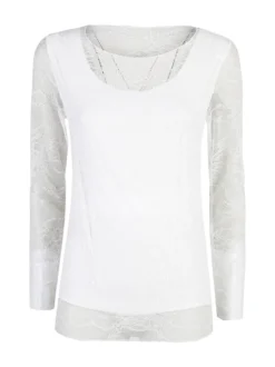 Solada Top donna in pizzo a maniche lunghe - bianco