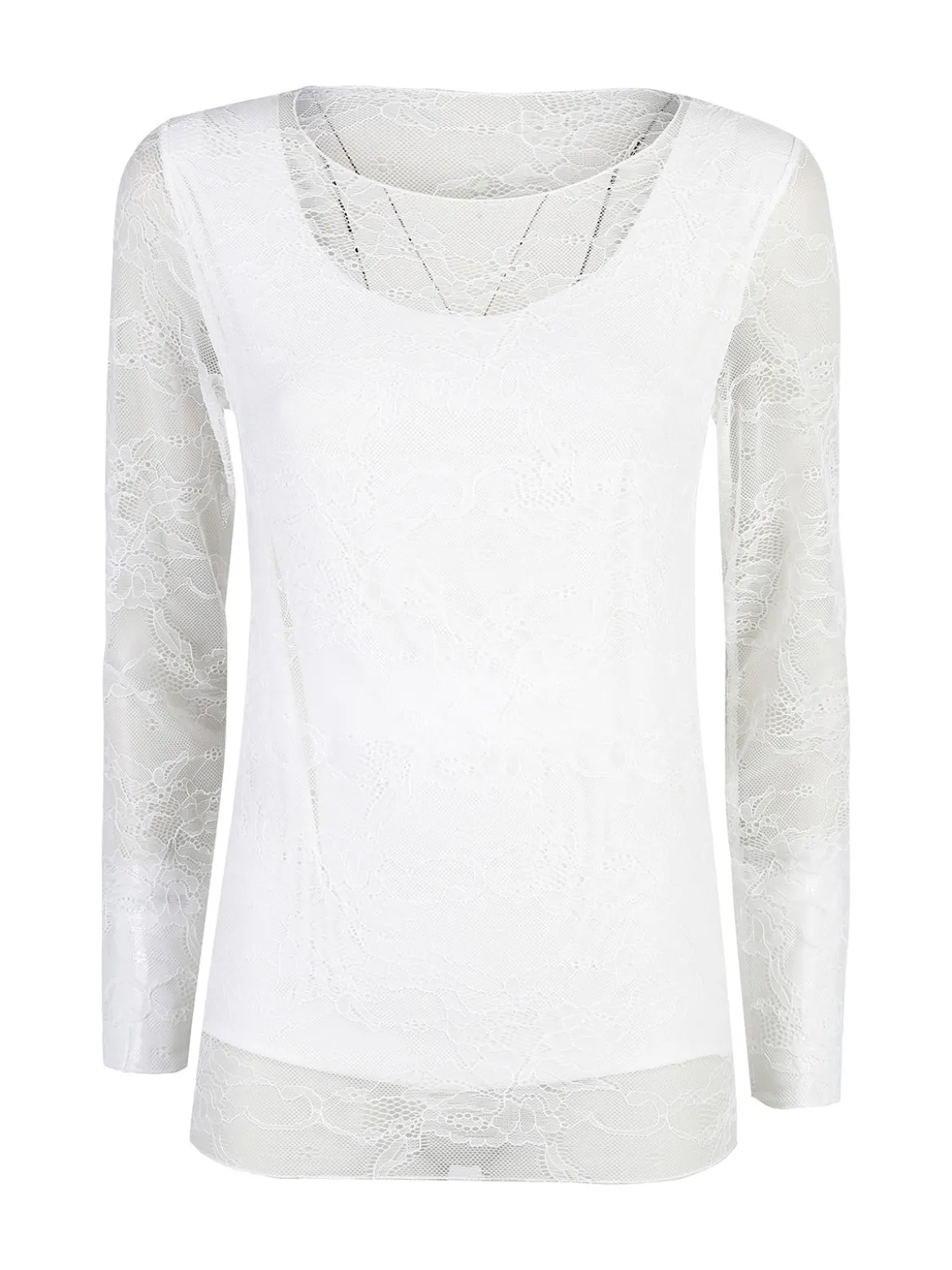 Solada Top donna in pizzo a maniche lunghe - bianco