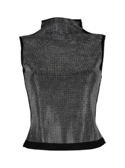Solada Top donna smanicato con borchie