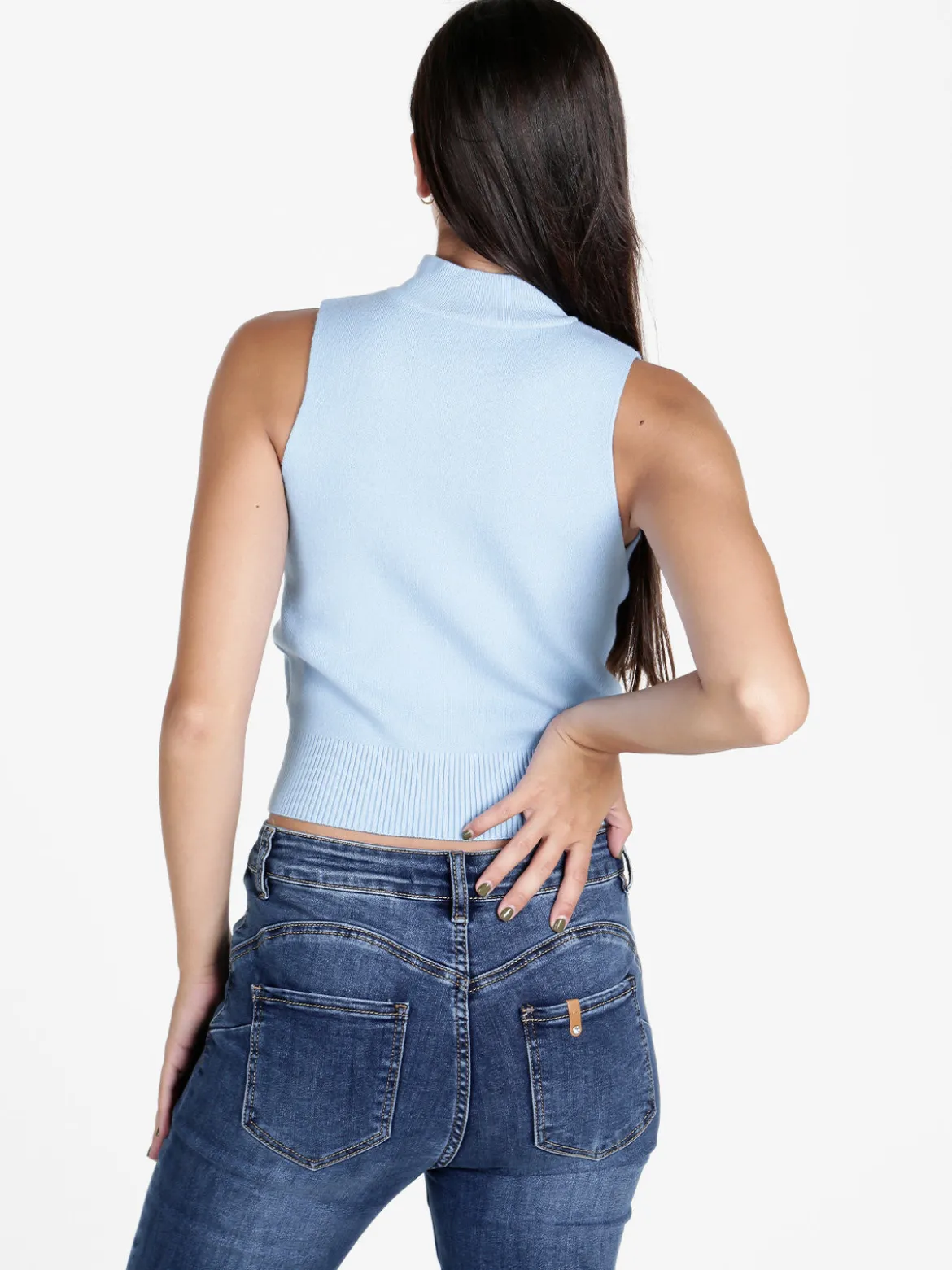 Solada Top donna smanicato in maglia