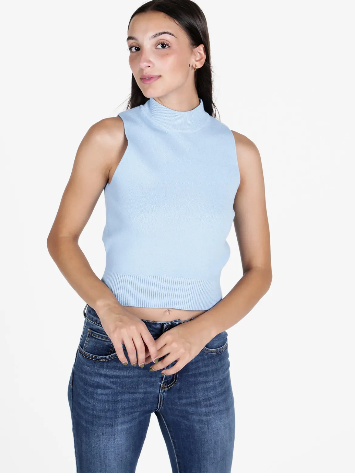 Solada Top donna smanicato in maglia