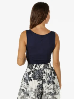 Solada Top girocollo da donna in viscosa tinta unita - blu