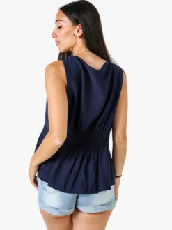 Solada Top smanicato da donna in viscosa - blu scuro
