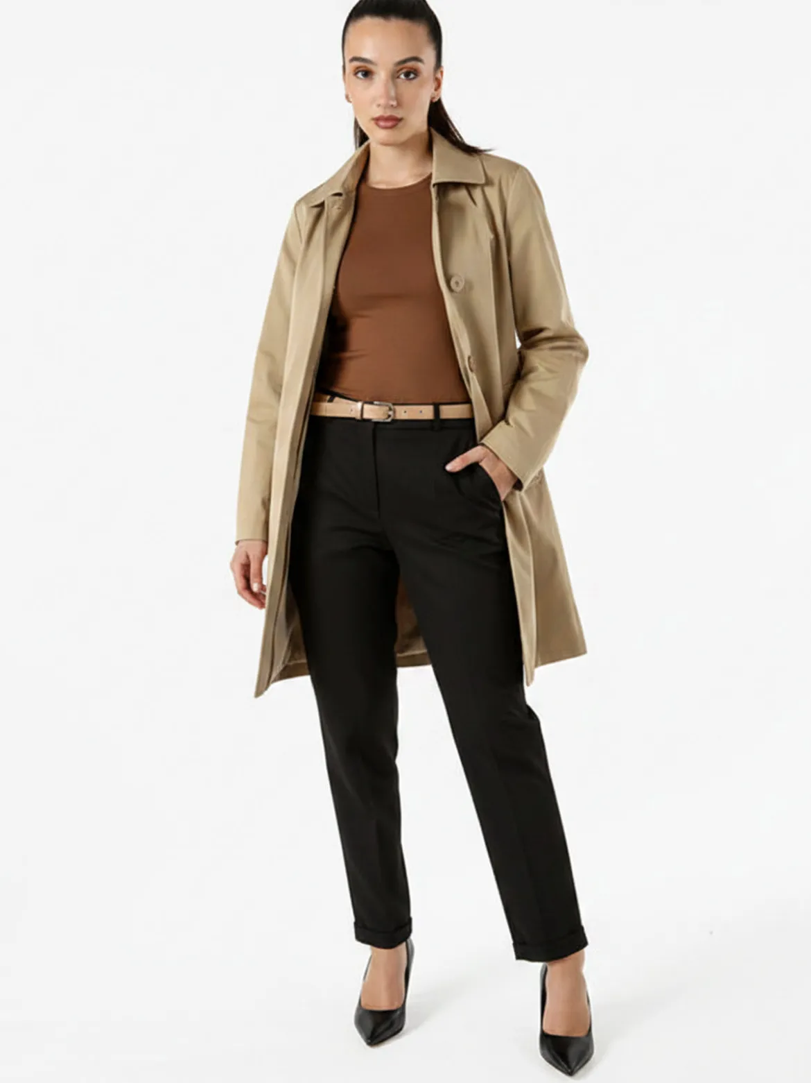 Solada Trench impermeabile da donna con bottoni - khaki