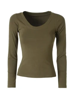 Solada T-shirt a maniche lunghe da donna in cotone - oliva