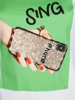Solada T-shirt con stampa e perline