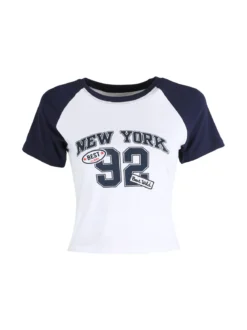Solada T-shirt crop da donna in cotone con stampa