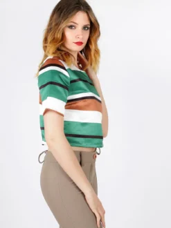 Solada T-shirt cropped a righe con cerniera dietro