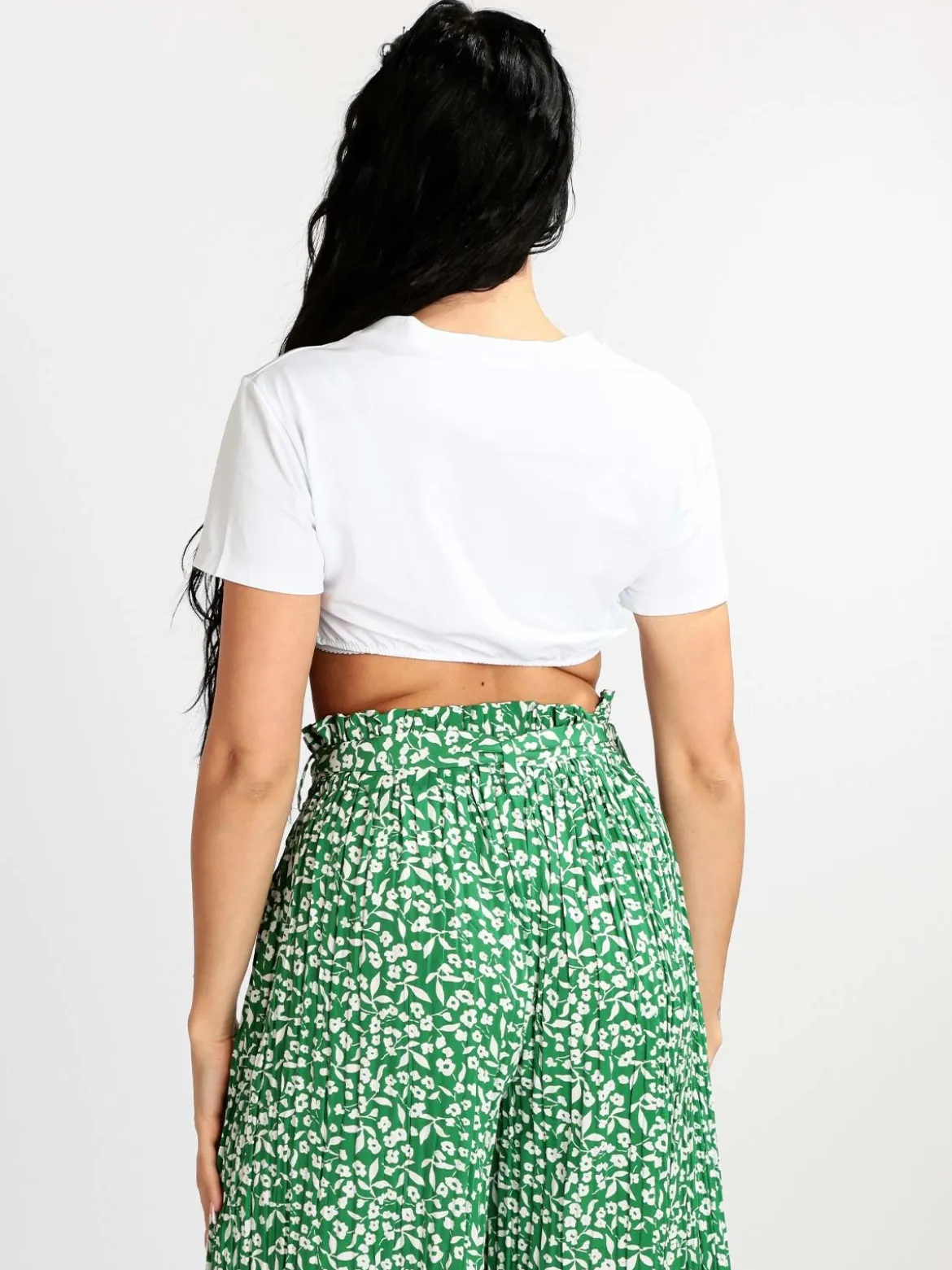 Solada T-shirt cropped donna con piume
