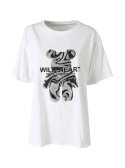 Solada T-shirt da donna in cotone con strass - bianco