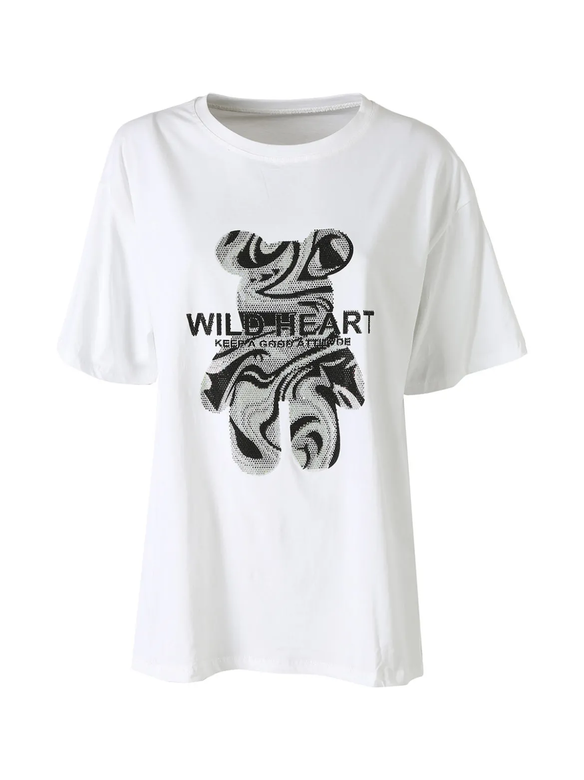 Solada T-shirt da donna in cotone con strass - bianco