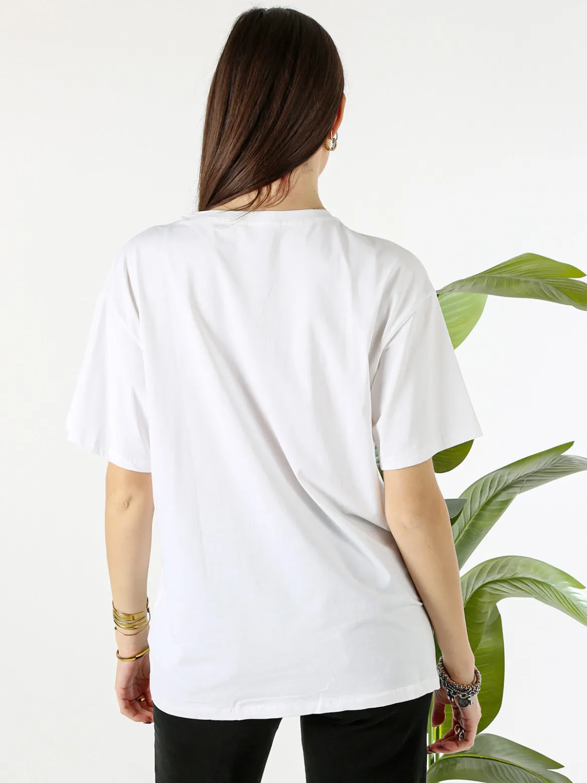 Solada T-shirt da donna in cotone con strass - bianco