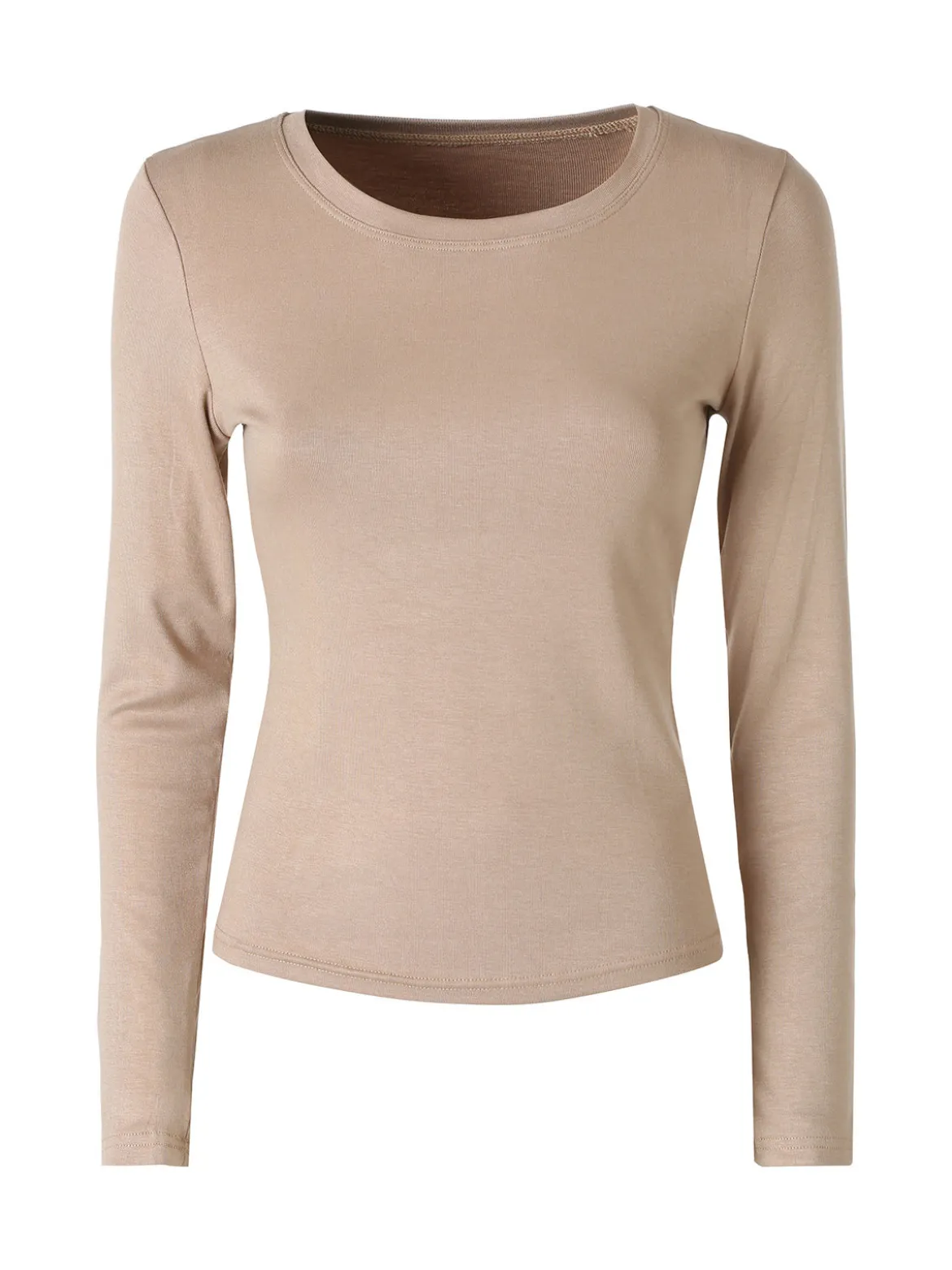 Solada T-shirt donna a maniche lunghe con scollo tondo - khaki