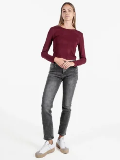 Solada T-shirt donna a maniche lunghe in viscosa - bordeaux