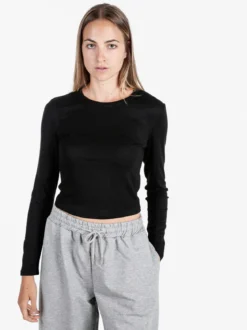 Solada T-shirt donna a maniche lunghe in viscosa - nero