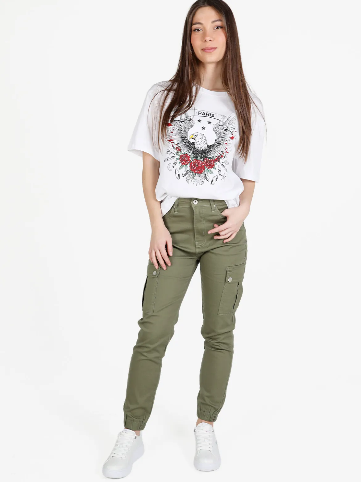 Solada T-shirt donna con stampa disegno e strass
