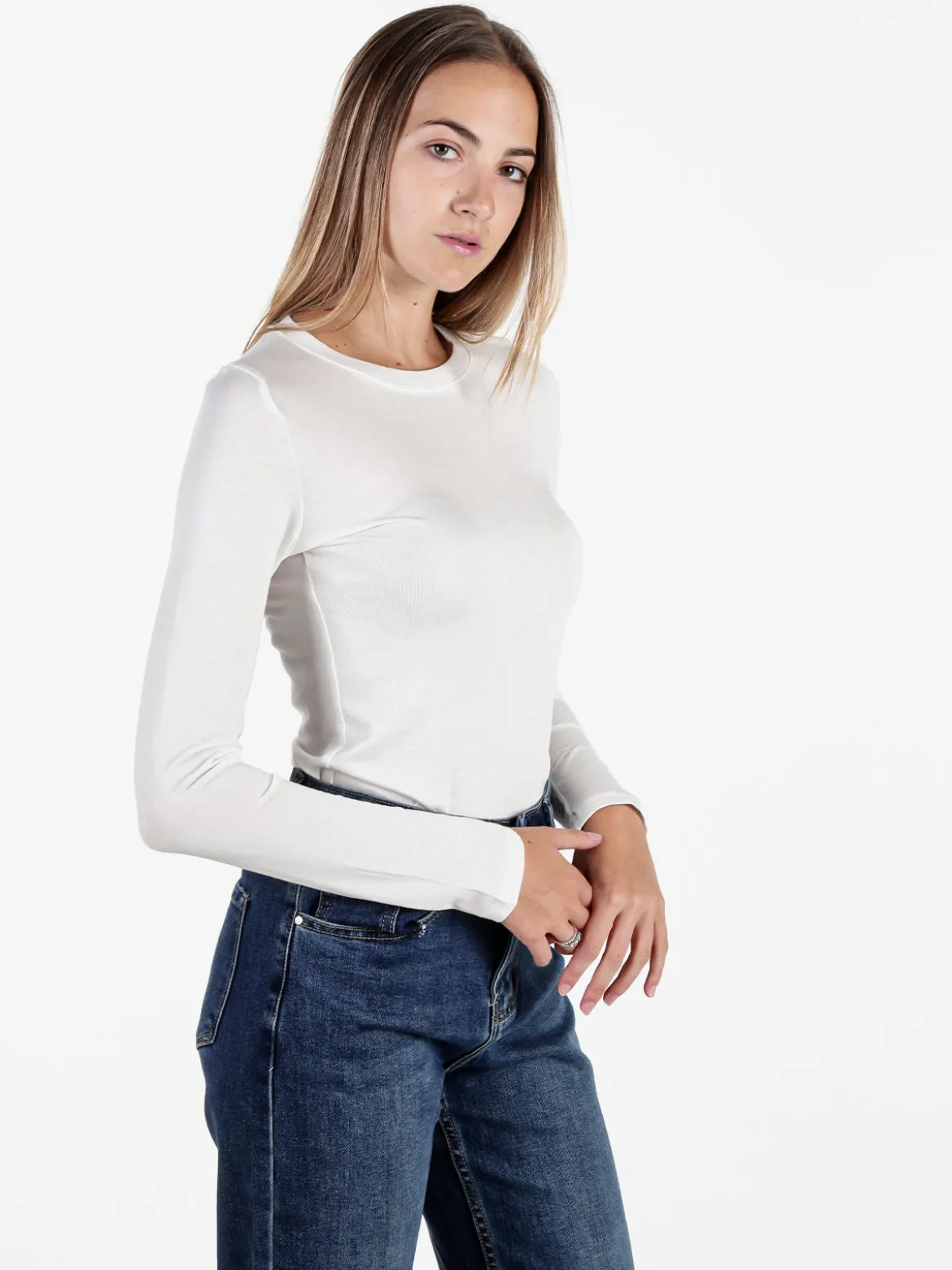 Solada T-shirt donna girocollo a maniche lunghe - bianco