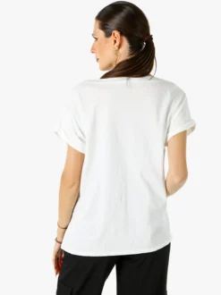 Solada T-shirt donna in cotone con scollo a barca - bianco