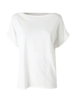 Solada T-shirt donna in cotone con scollo a barca - bianco