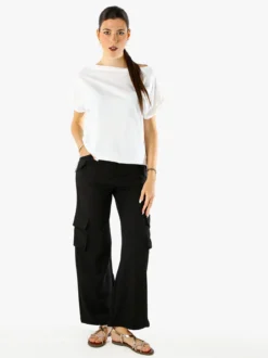 Solada T-shirt donna in cotone con scollo a barca - bianco