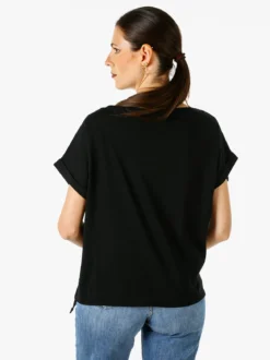 Solada T-shirt donna in cotone con scollo a barca - nero