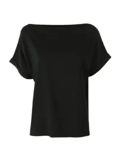 Solada T-shirt donna in cotone con scollo a barca - nero