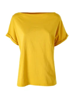 Solada T-shirt donna in cotone con scollo a barca - senape