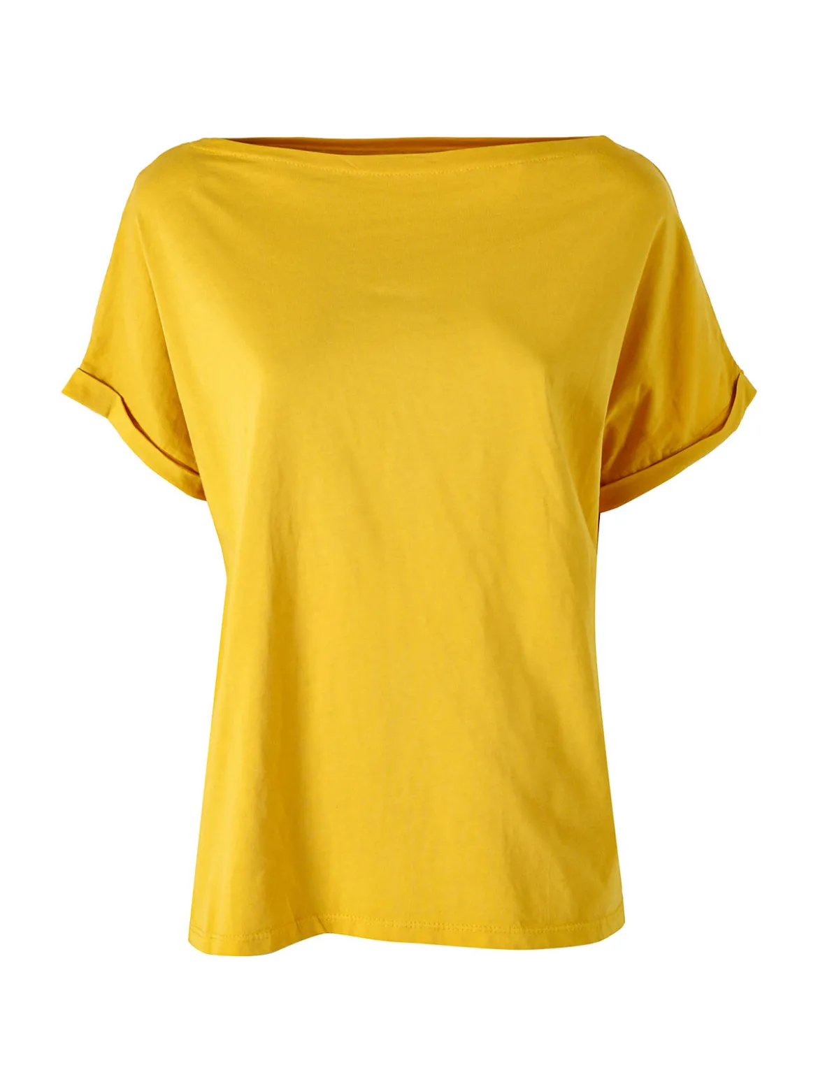 Solada T-shirt donna in cotone con scollo a barca - senape