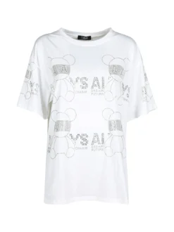 Solada T-shirt donna in cotone con strass e lustrini