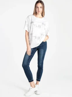 Solada T-shirt donna in cotone con strass e lustrini