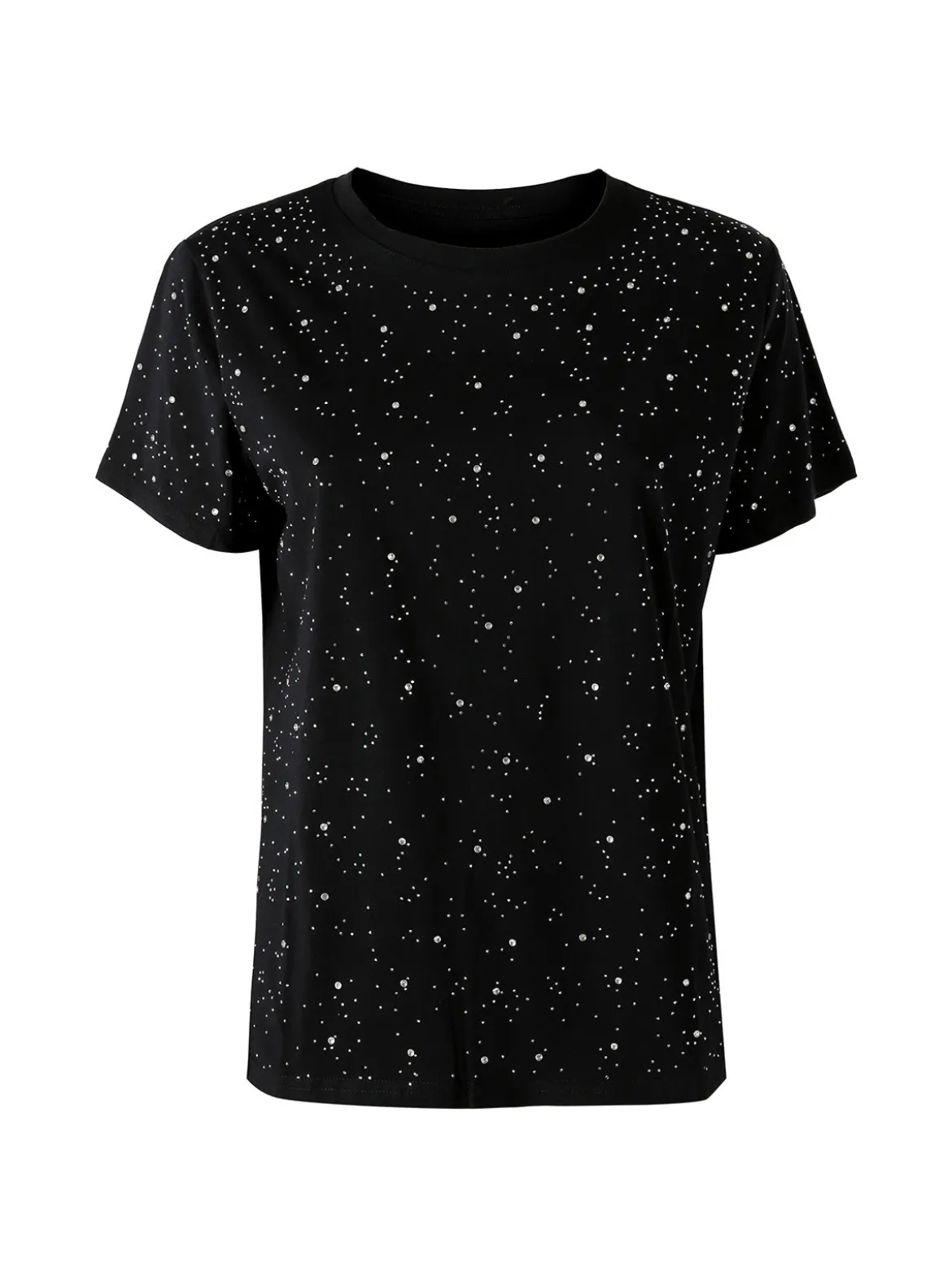 Solada T-shirt donna in cotone con strass - nero