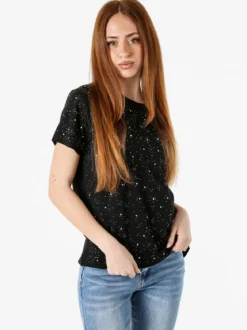 Solada T-shirt donna in cotone con strass - nero