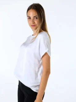 Solada T-shirt donna in viscosa e seta - bianco