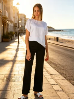 Solada T-shirt donna in viscosa e seta - bianco