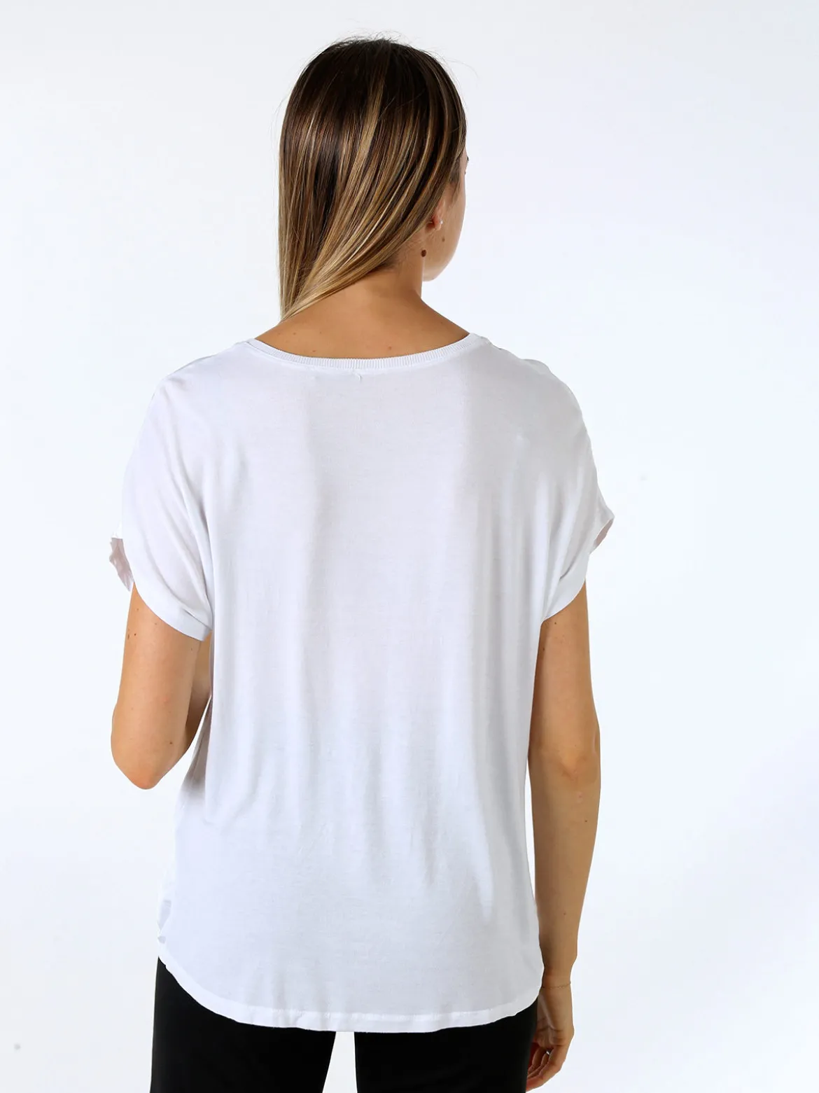 Solada T-shirt donna in viscosa e seta - bianco