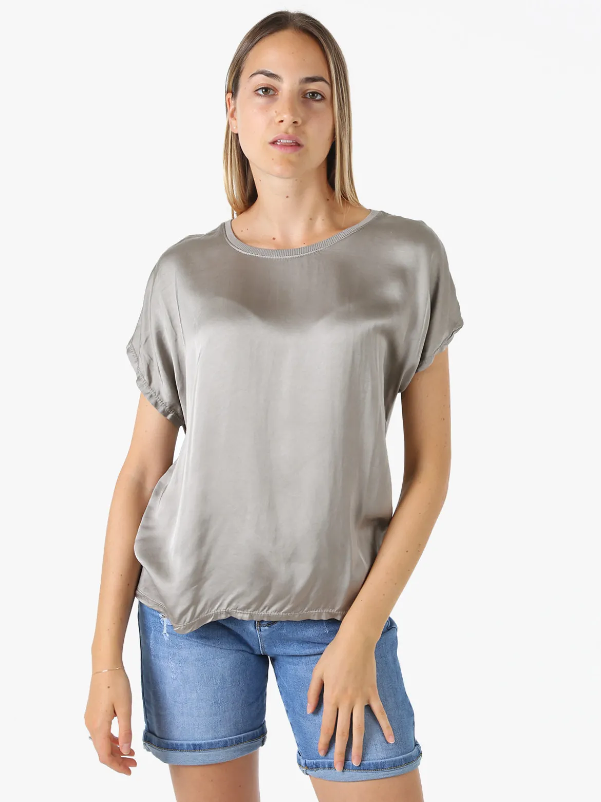 Solada T-shirt donna in viscosa e seta - fango