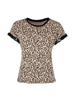 Solada T-shirt donna maculata con paillettes e strass