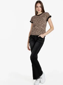 Solada T-shirt donna maculata con paillettes e strass