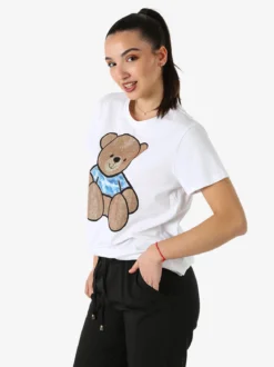 Solada T-shirt donna orsacchiotto con strass - cammello