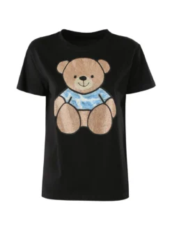 Solada T-shirt donna orsacchiotto con strass - nero