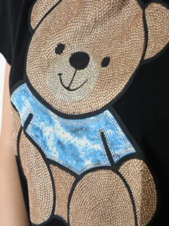 Solada T-shirt donna orsacchiotto con strass - nero