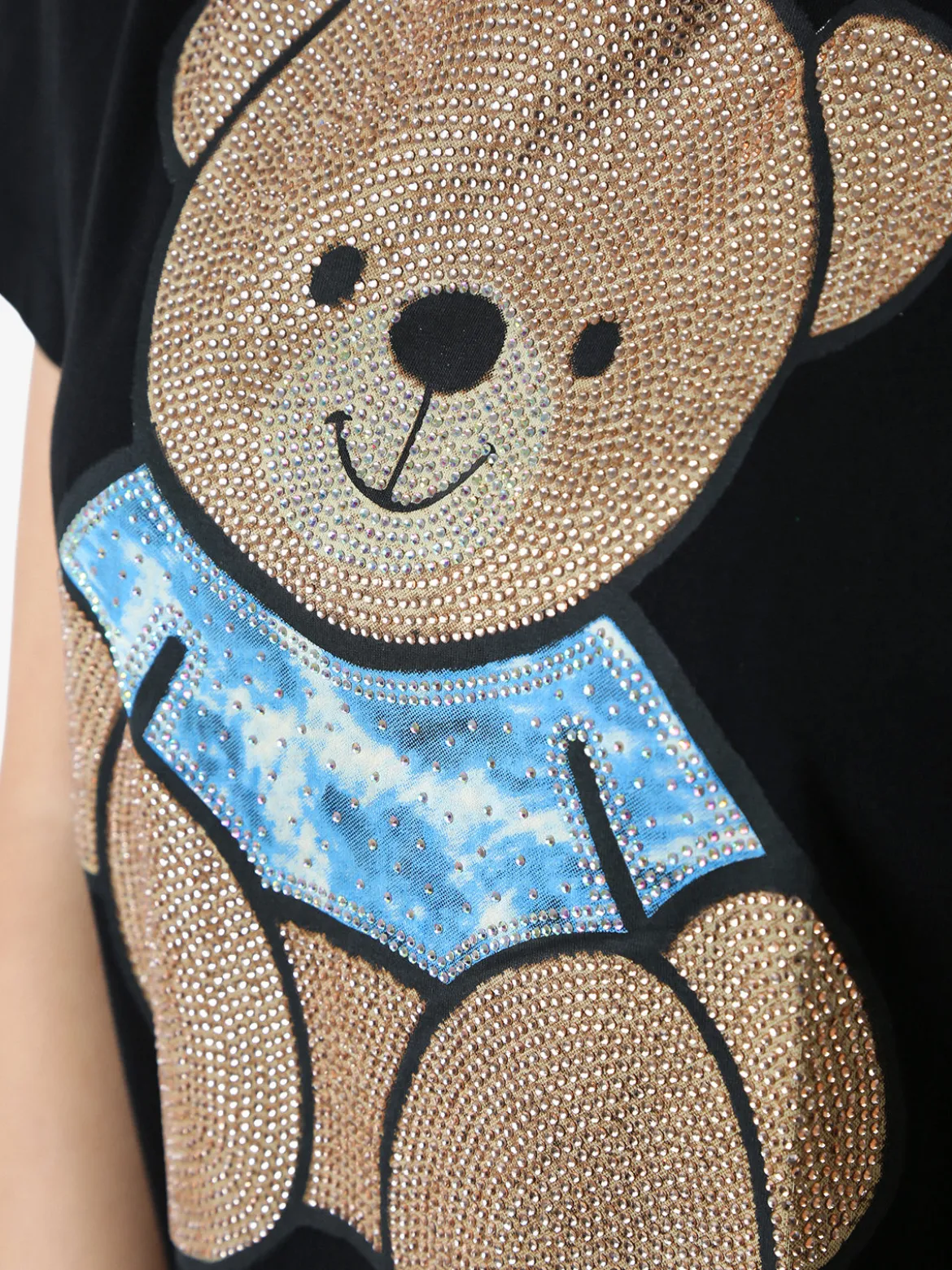 Solada T-shirt donna orsacchiotto con strass - nero