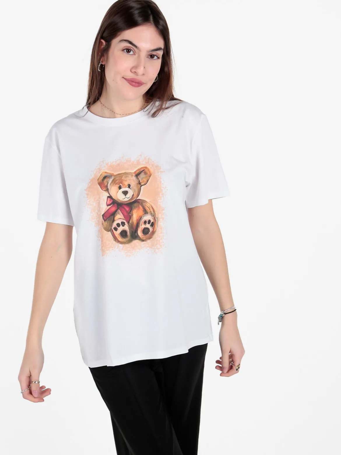 Solada T-shirt donna oversize con stampa orsacchiotto
