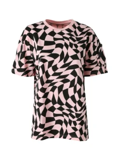Solada T-shirt donna oversize con stampe geometriche bicolore e taschino sulla manica - rosa