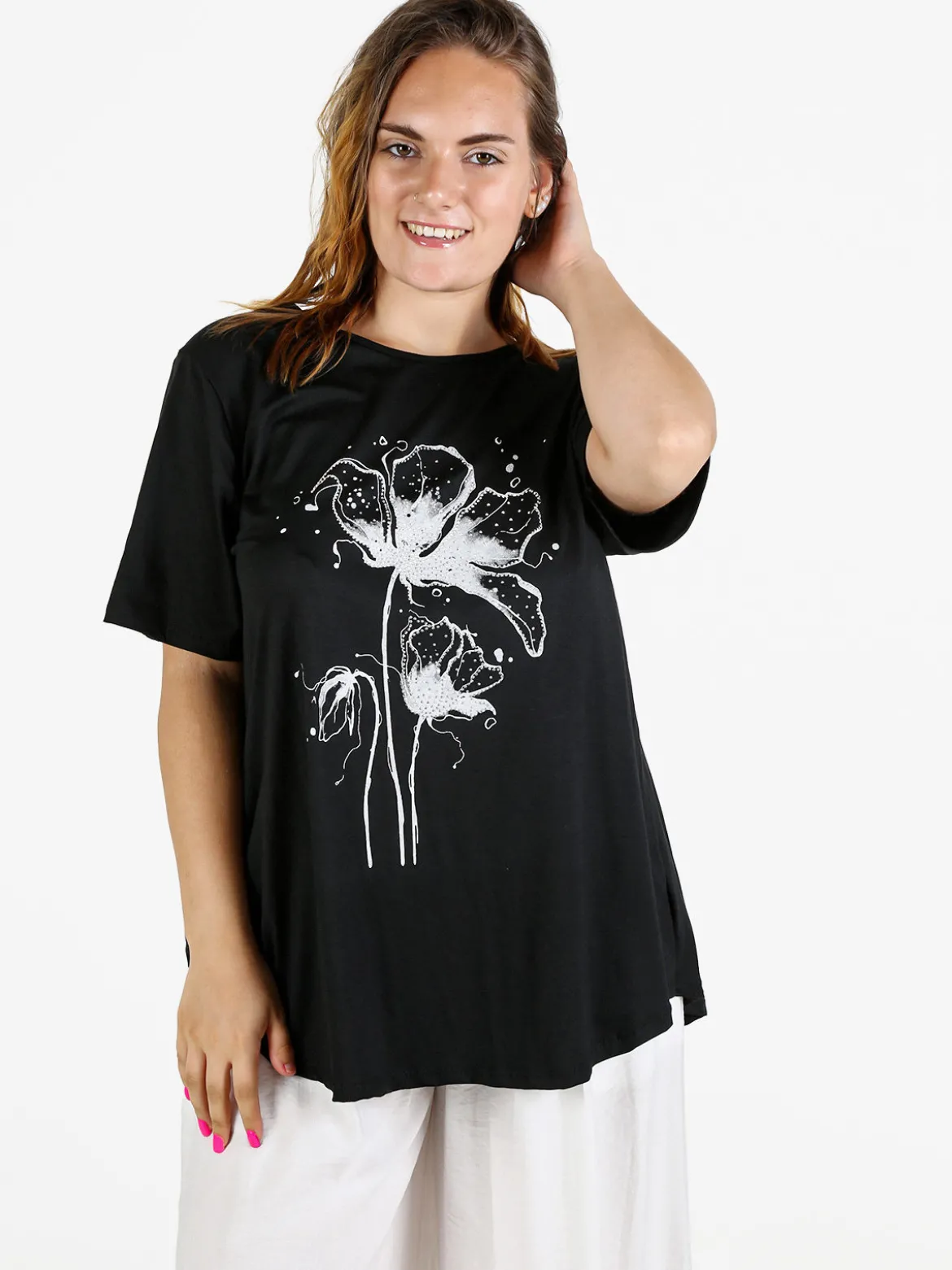 Solada T-shirt donna oversize con strass