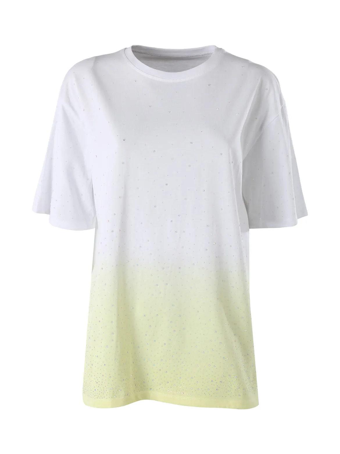Solada T-shirt donna oversize con strass e sfumatura - giallo