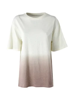 Solada T-shirt donna oversize con strass e sfumatura - marrone